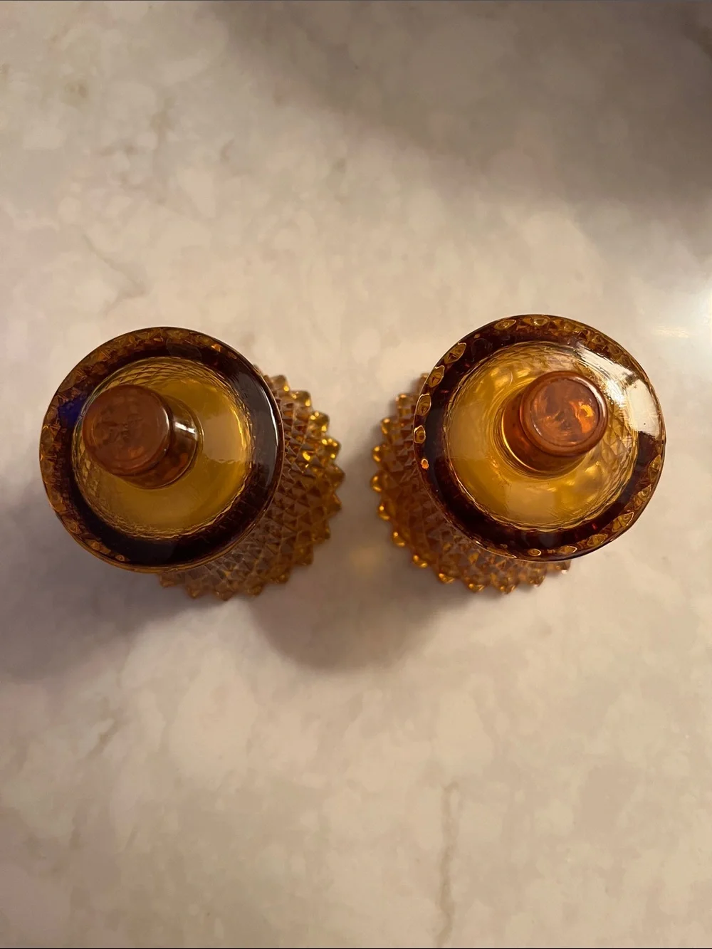 VTG  peg votive cups Home Interiors Gold Amber diamond pattern  Glass